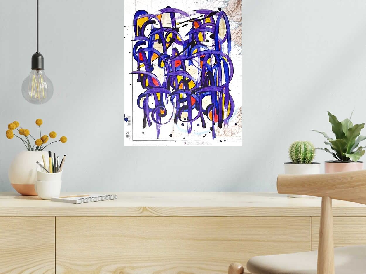Tableau NONAME CARTE MARITIME  N°10 de STEPHANE RIME dans un intérieur – 50 × 40 cm