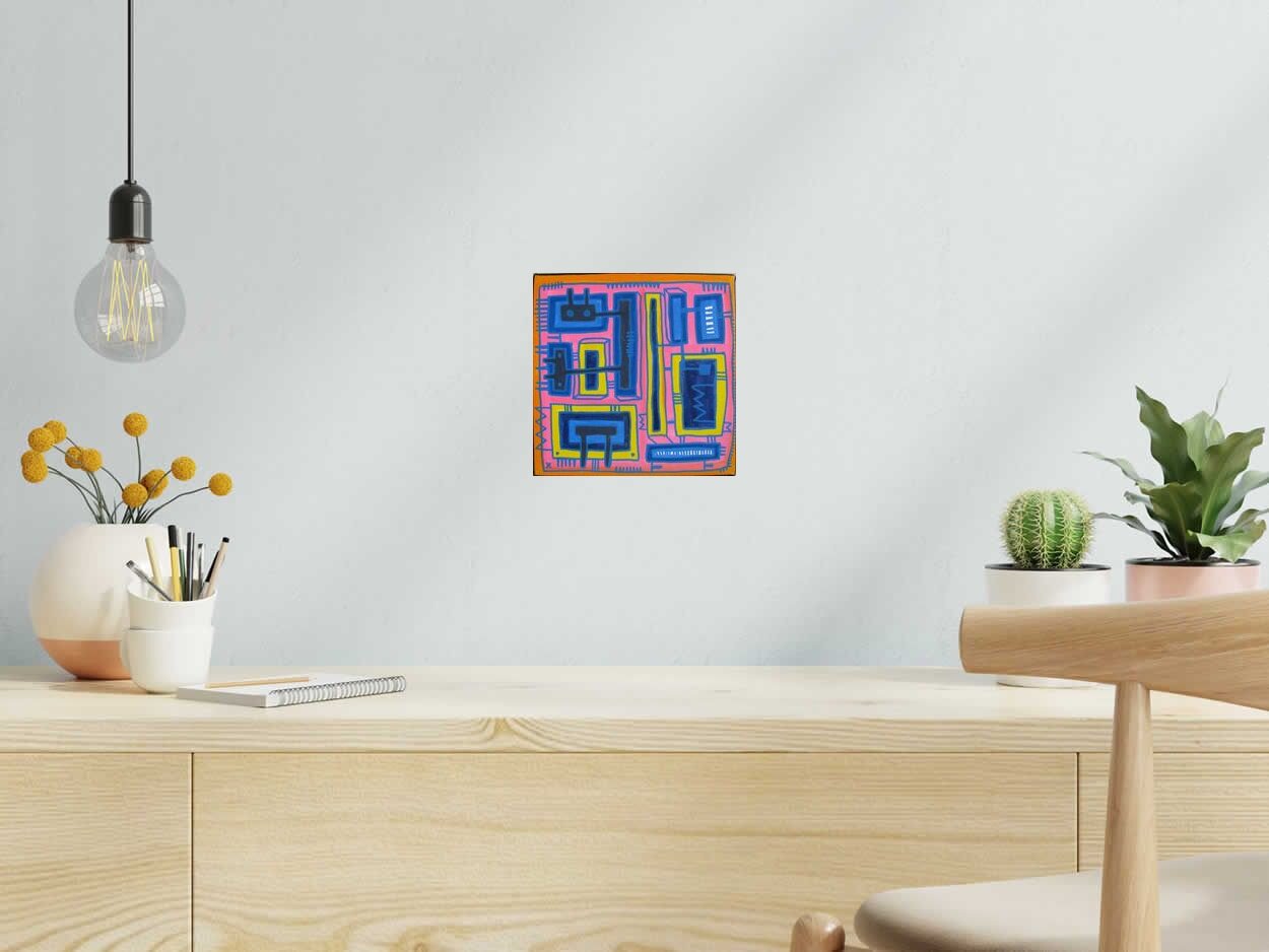 Tableau COMPOSITION 1 de TAREK dans un intérieur – 20 × 20 cm
