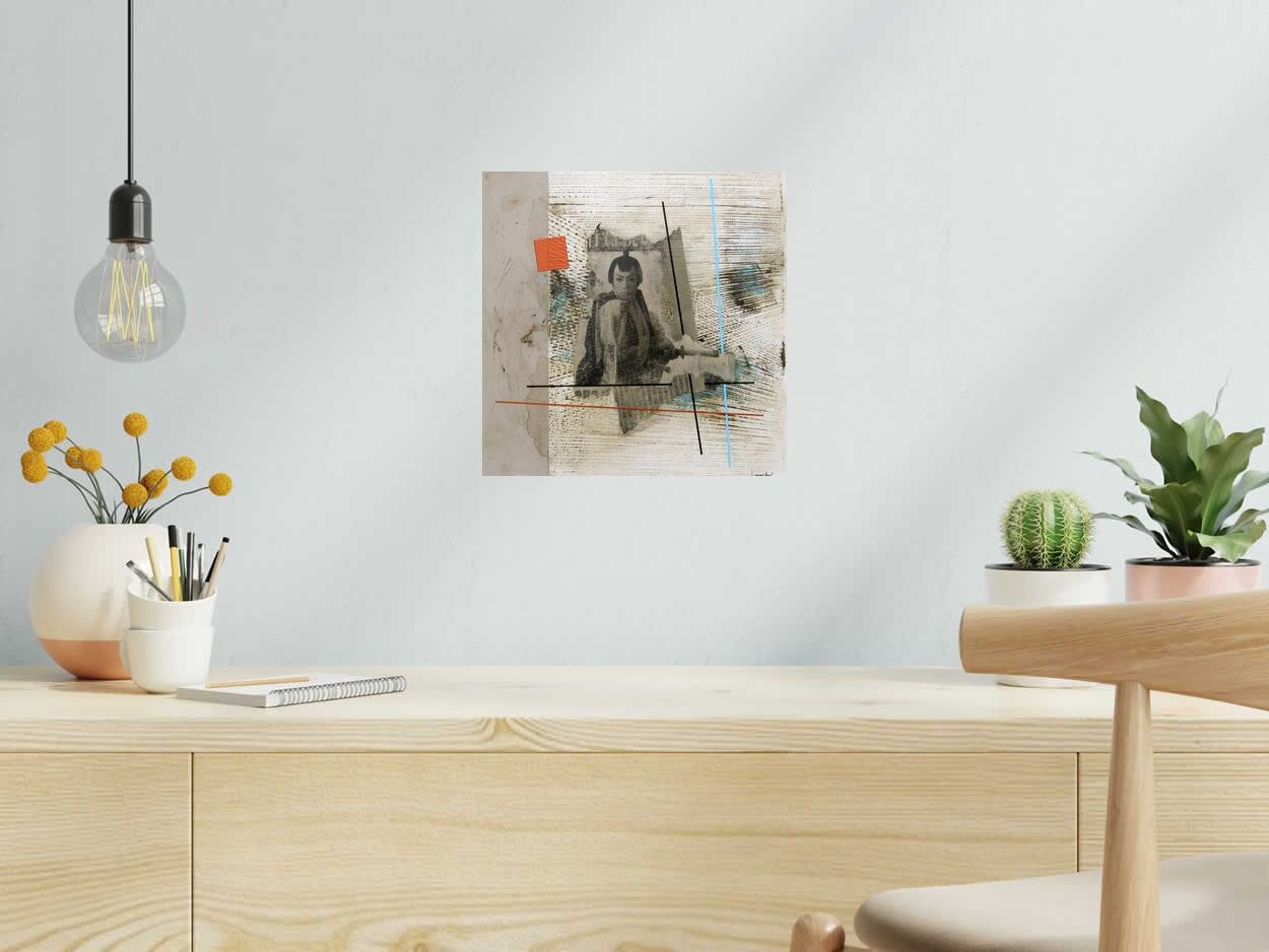 Tableau SAMOURAI de LUDOVIC MERCHER dans un intérieur – 30 × 30 cm