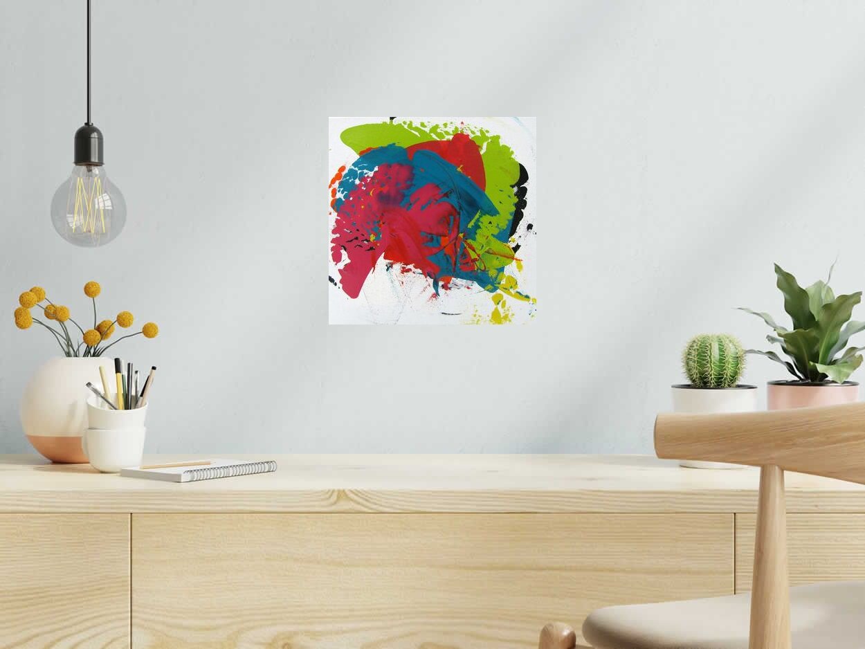 Tableau ACIDULE 1 de CELINE WEBER dans un intérieur – 30 × 30 cm