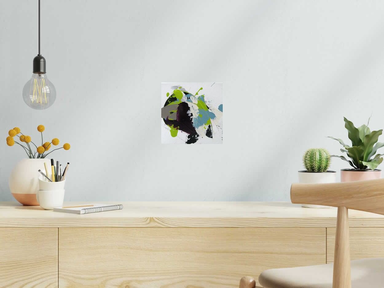 Tableau AMETHYSTE 1 de CELINE WEBER dans un intérieur – 20 × 20 cm