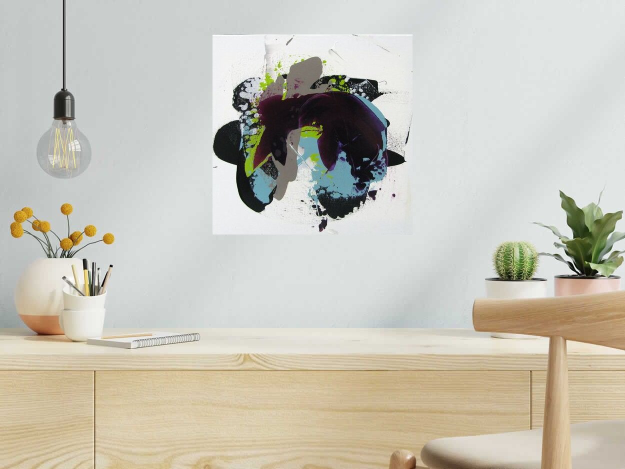 Tableau AMETHYSTE 1 de CELINE WEBER dans un intérieur – 40 × 40 cm