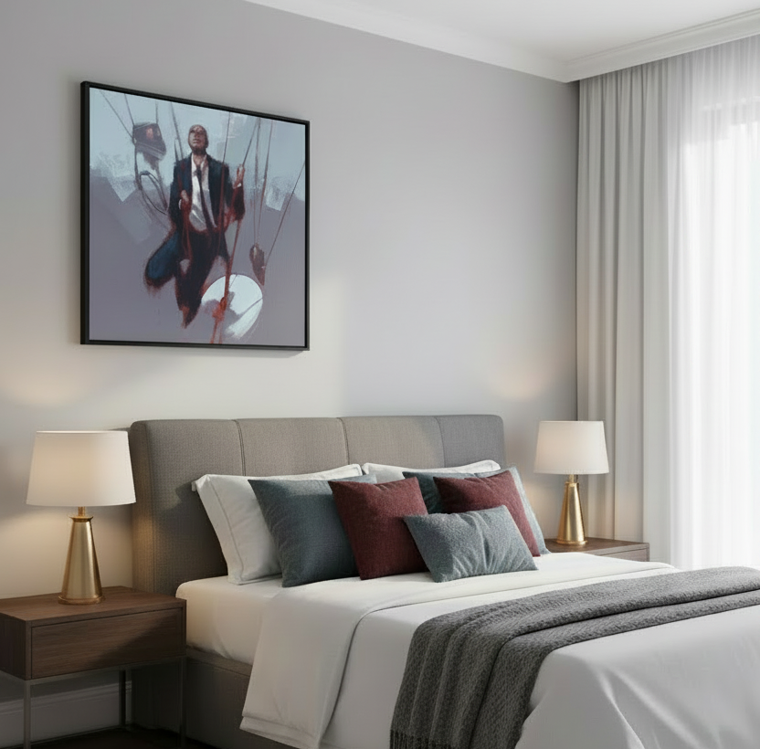 Tableau Forlorn ropes de OLIVIER MASSEBEUF pour chambre parent nature – 70 × 70 cm