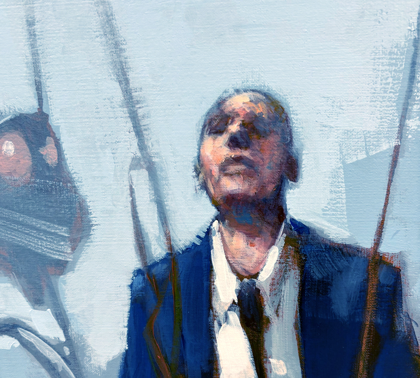 Tableau Forlorn ropes de OLIVIER MASSEBEUF dans un intérieur – 70 × 70 cm