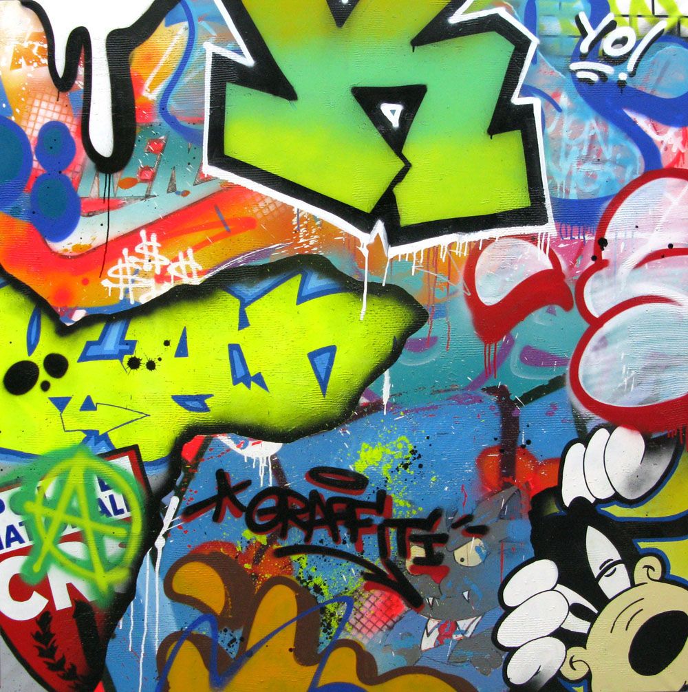 Tableau street art format xxl MONEY MONEY – KENY – 150 × 150 cm