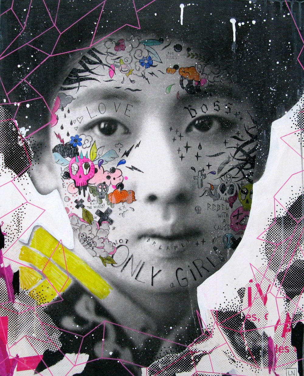Tableau street art format xxl NOT ONLY A GIRL – LN LE PAPE – 92 × 73 cm