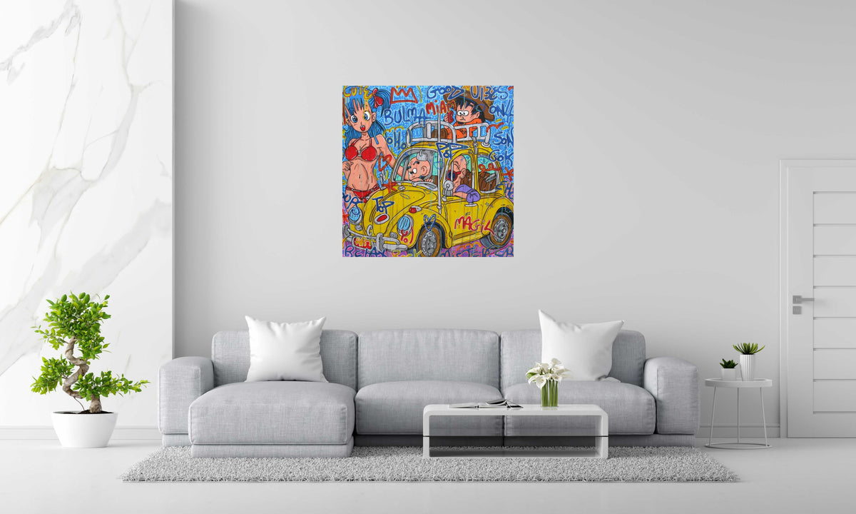Tableau Good vibes bulma de RICO SAB dans un intérieur – 100 × 100 cm