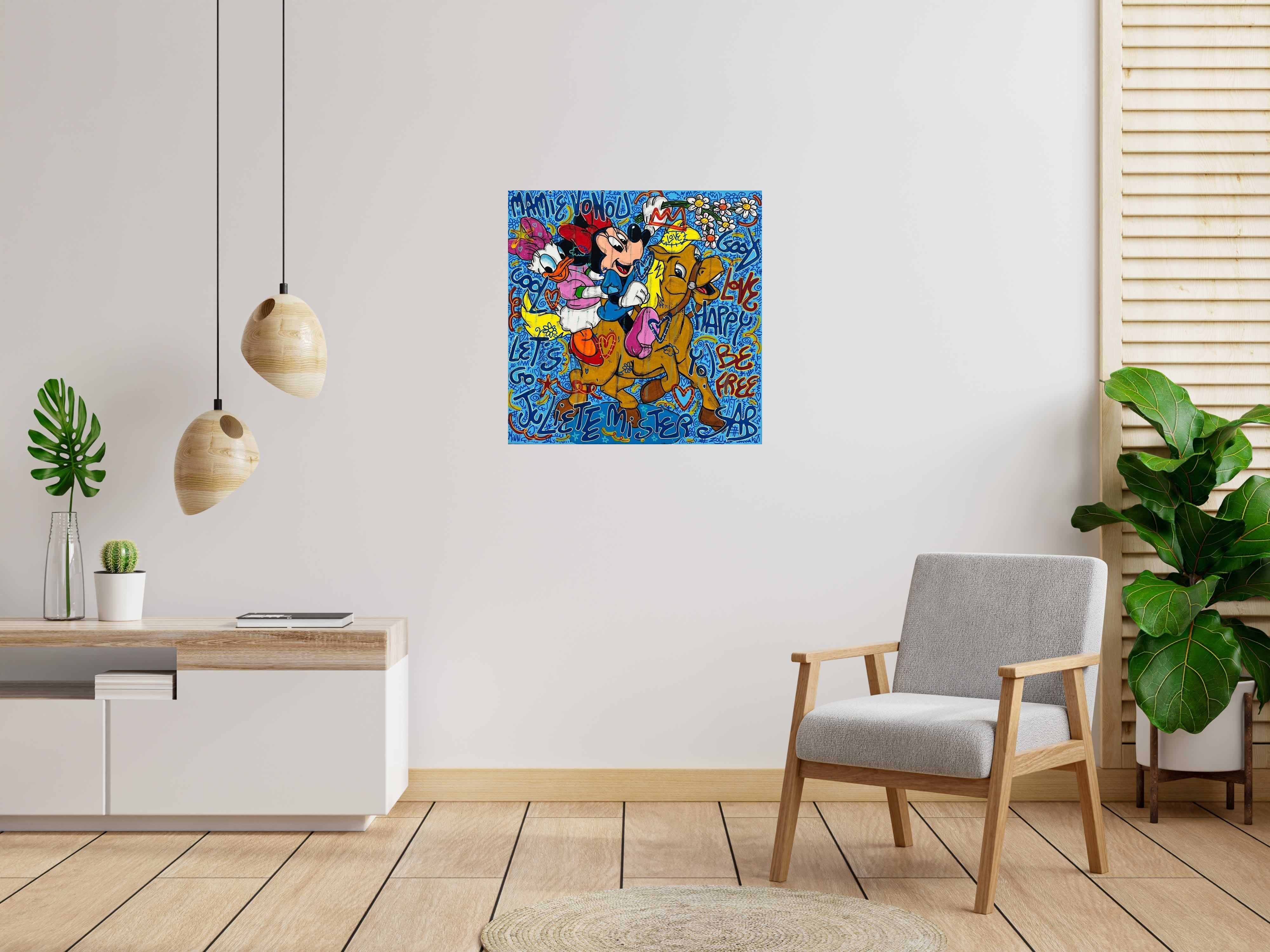 Tableau Happy Minnie de RICO SAB dans un intérieur – 80 × 80 cm