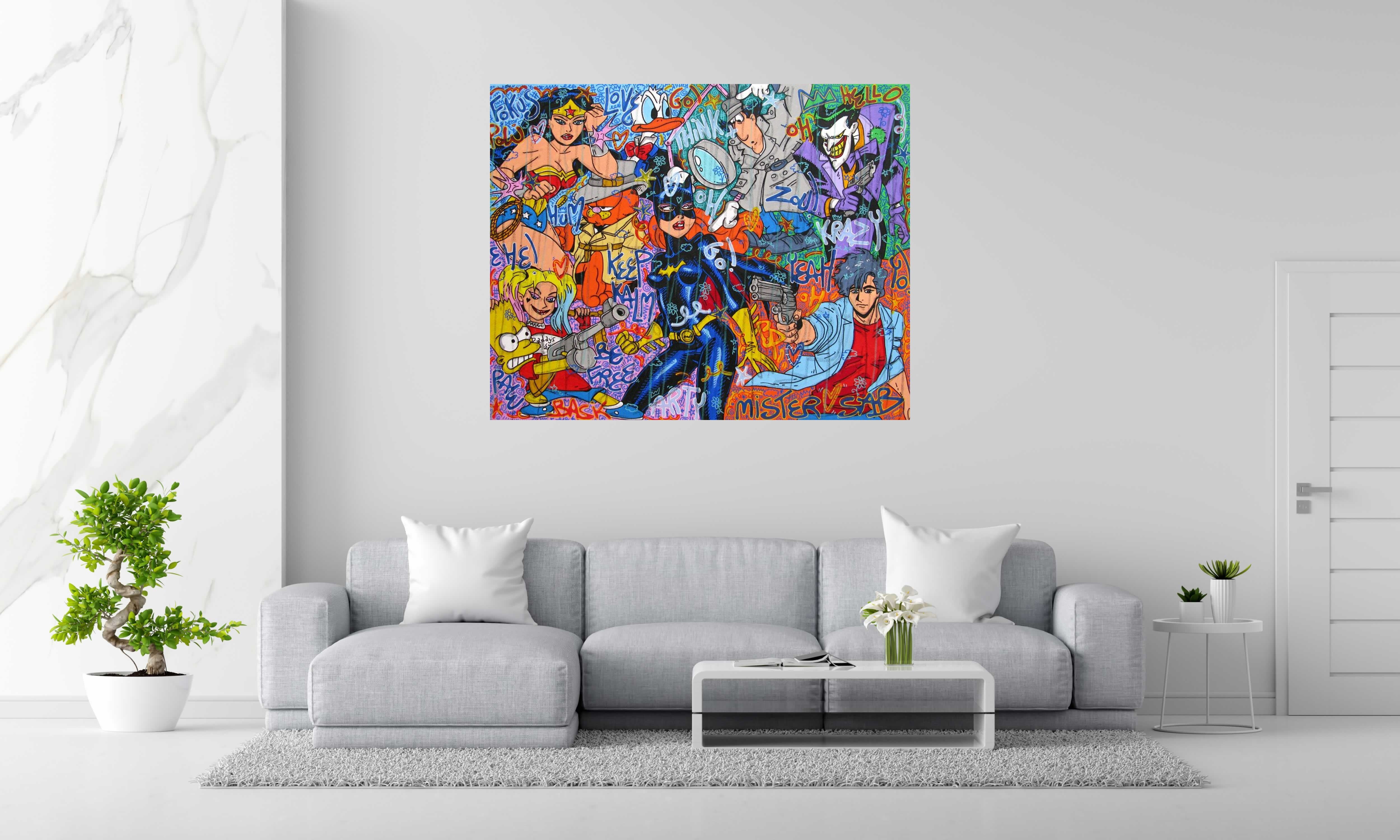 Tableau Keep krazy be free de RICO SAB dans un intérieur – 150 × 120 cm