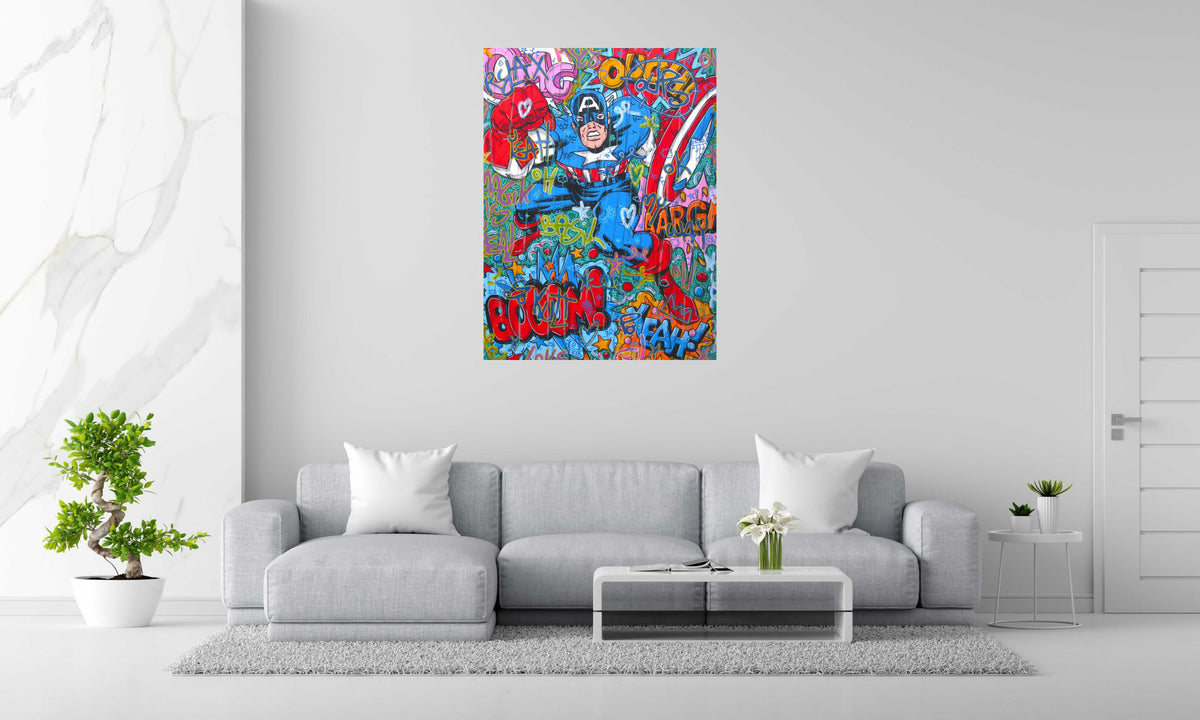 Tableau Kptain America de RICO SAB dans un intérieur – 97 × 130 cm