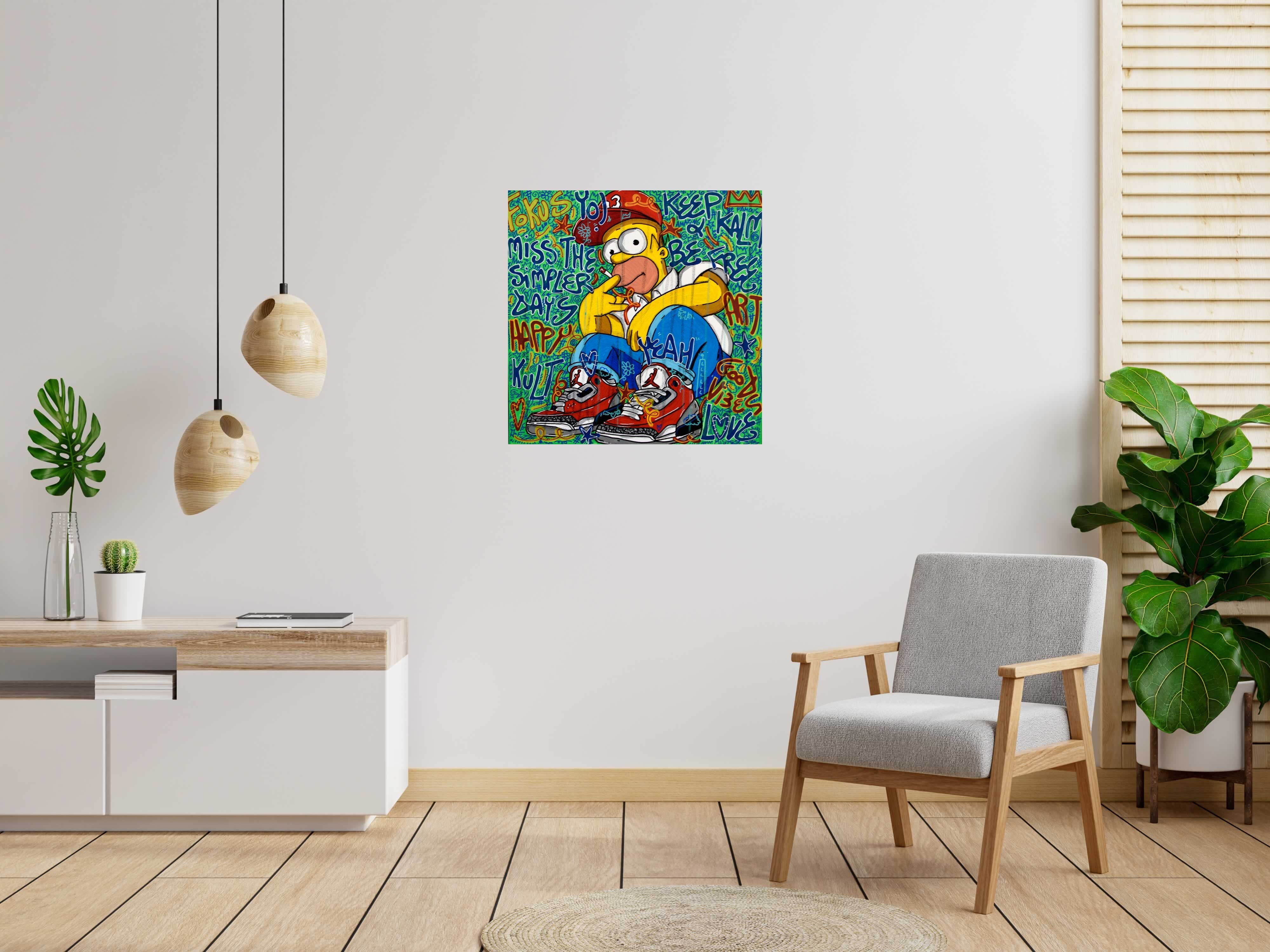 Tableau Miss the simpler says de RICO SAB dans un intérieur – 80 × 80 cm