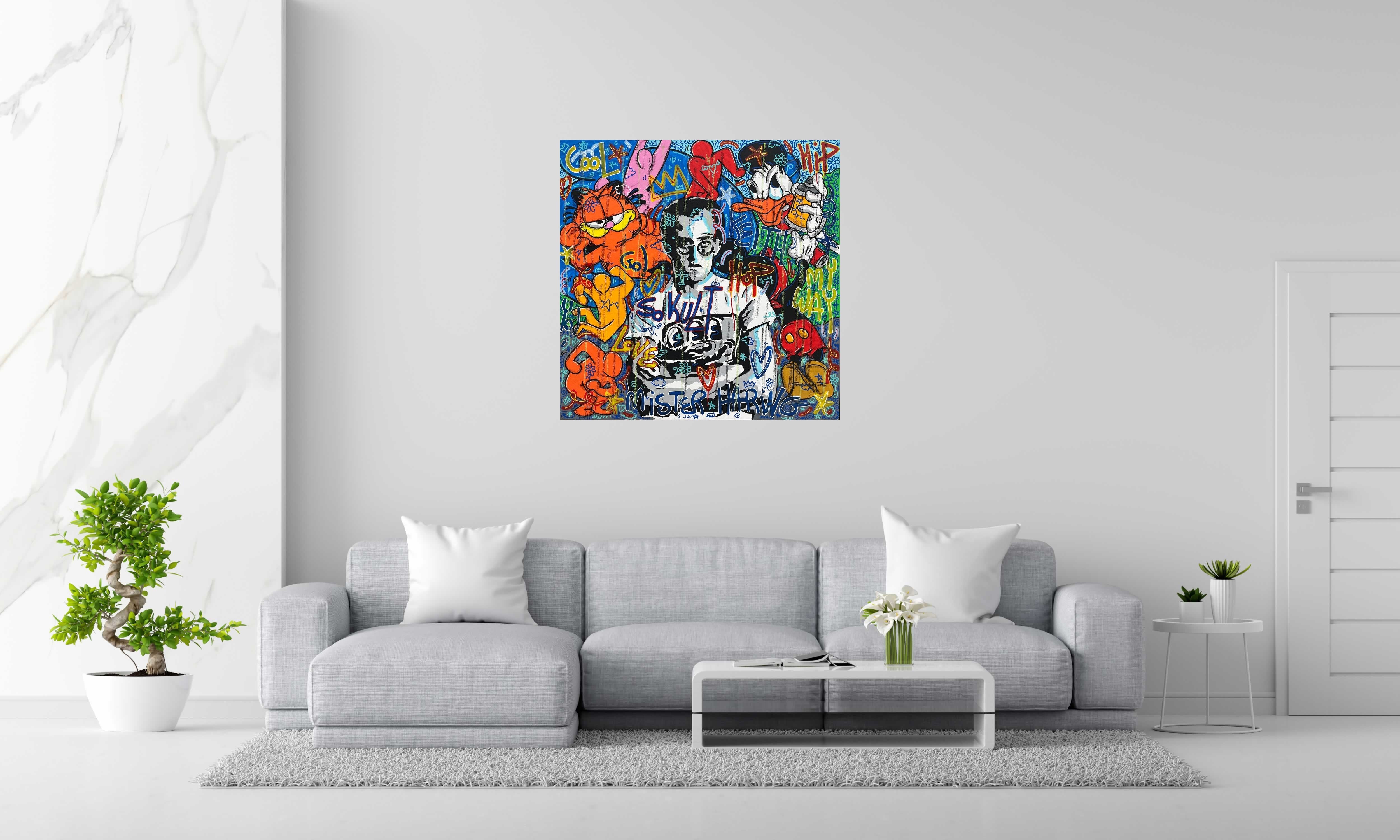 Tableau So Kult Keith de RICO SAB dans un intérieur – 100 × 100 cm