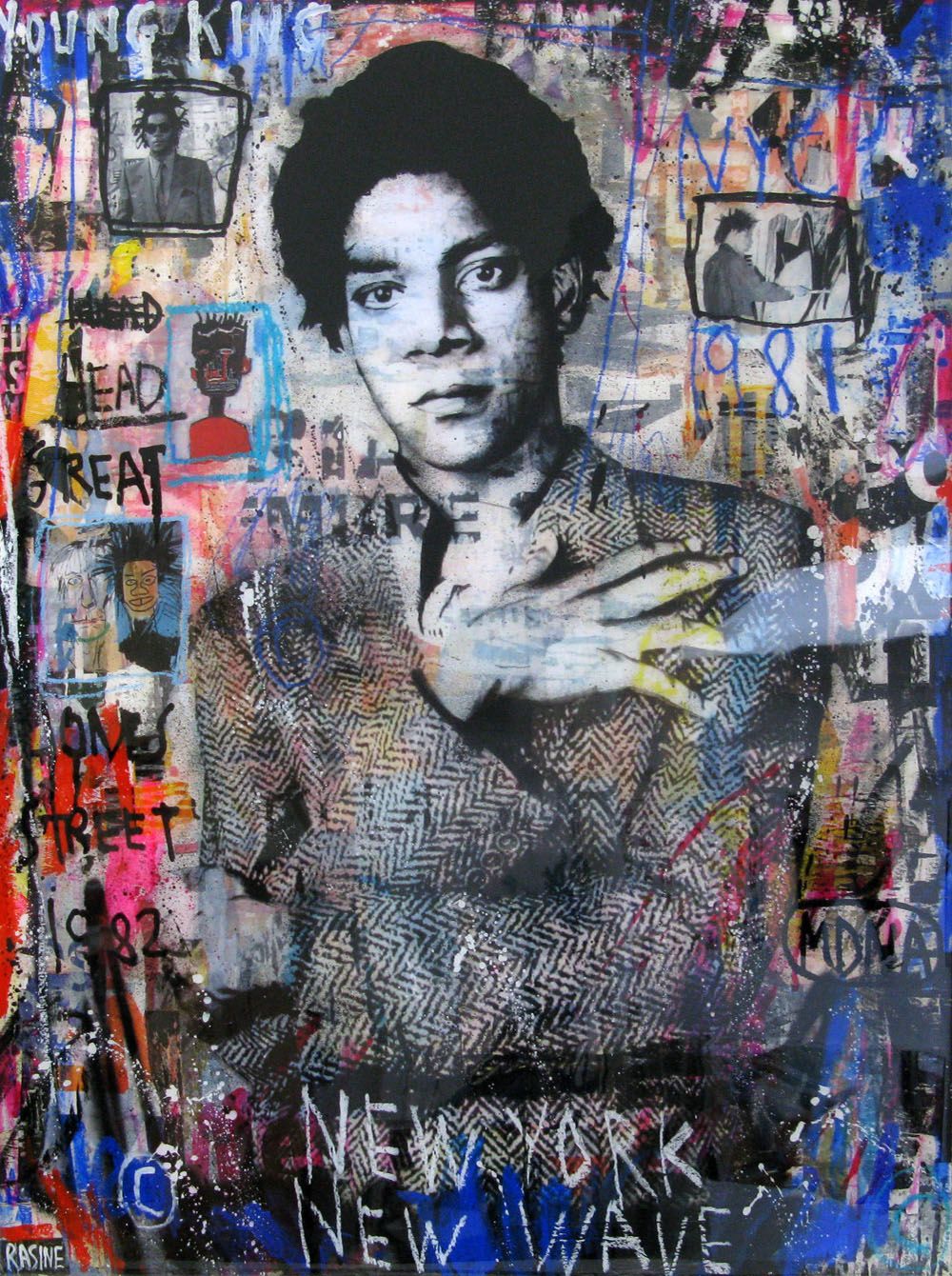 Tableau street art format xxl YOUNG KING – THIERRY RASINE – 92 × 73 cm