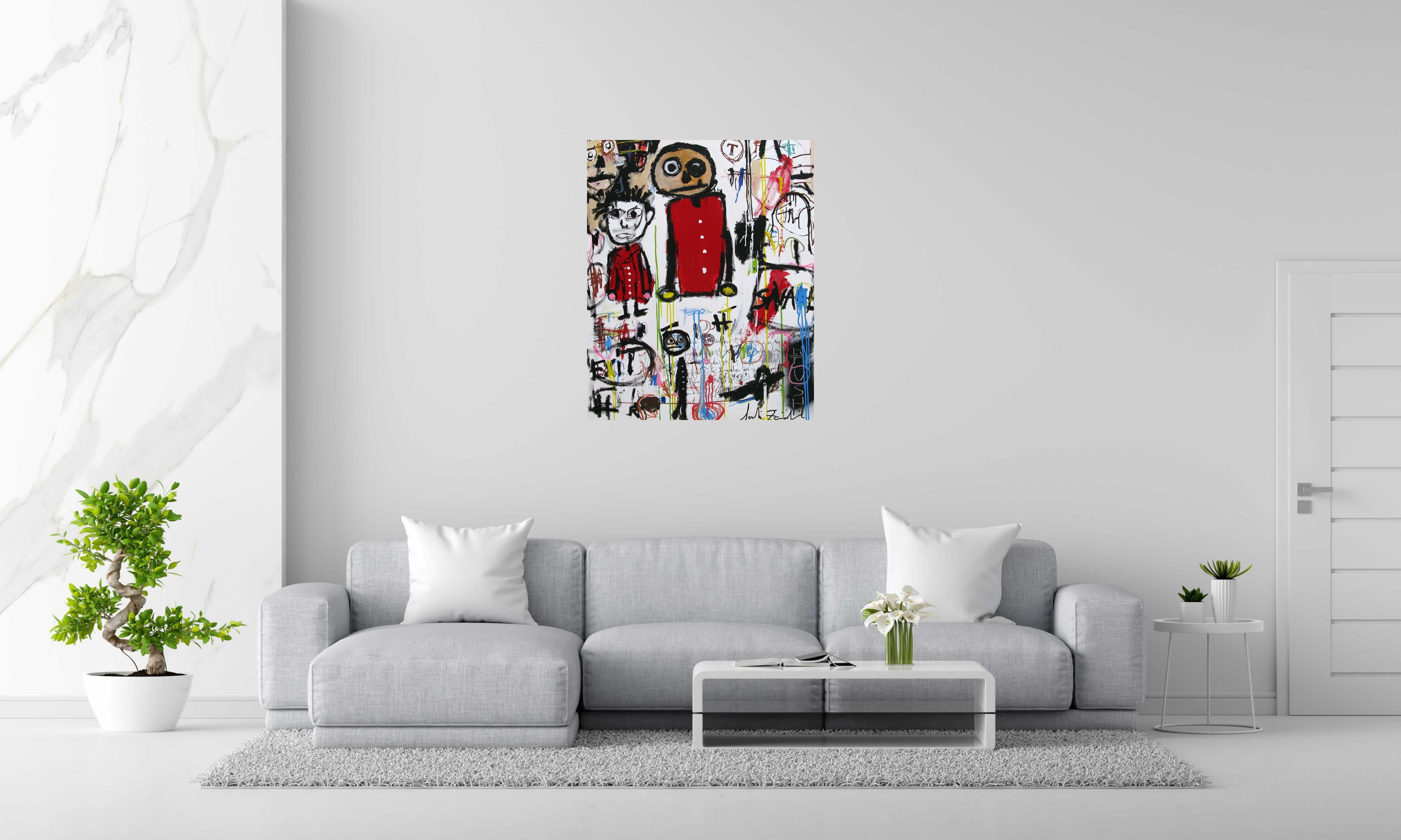 Tableau SANS TITRE 8 de LARBI ZAIDI dans un intérieur – 100 × 81 cm