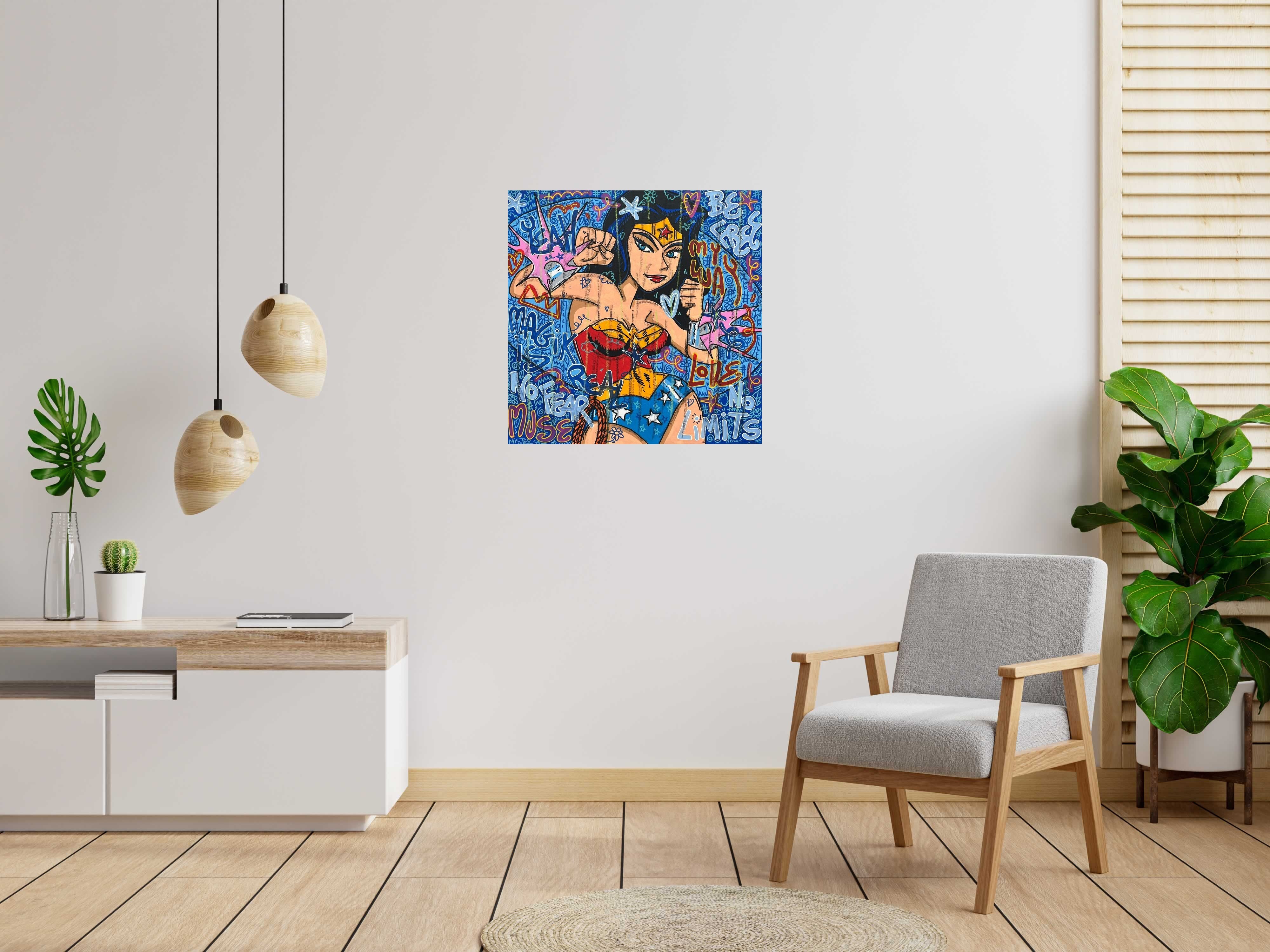 Tableau Magik is real de RICO SAB dans un intérieur – 80 × 80 cm