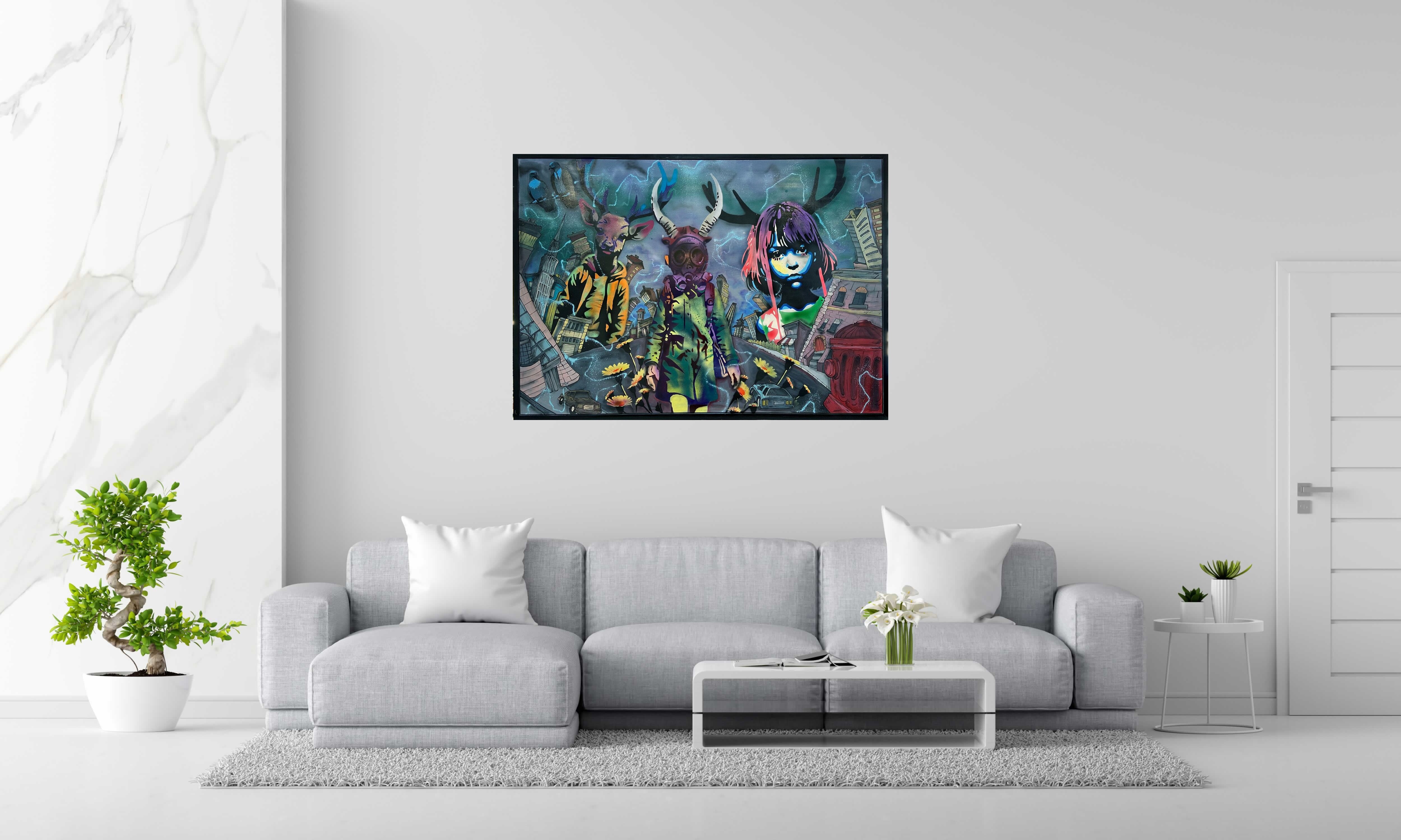 Tableau Les Cornus 2 de Craig & Emer dans un intérieur – 140 × 100 cm