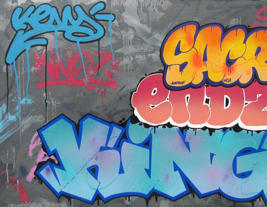Tableau street art grande taille NEW KING ON THE BLOCK – KENY – 89 × 116 cm