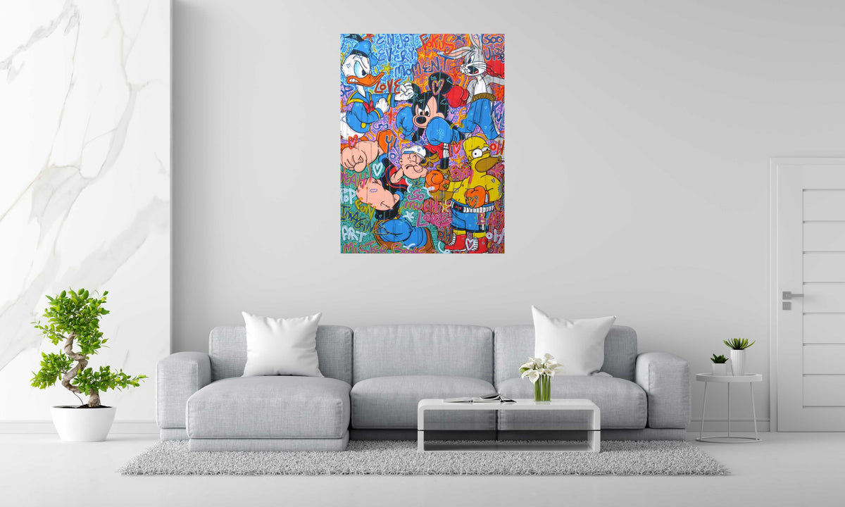 Tableau Boxeteam de RICO SAB dans un intérieur – 97 × 130 cm