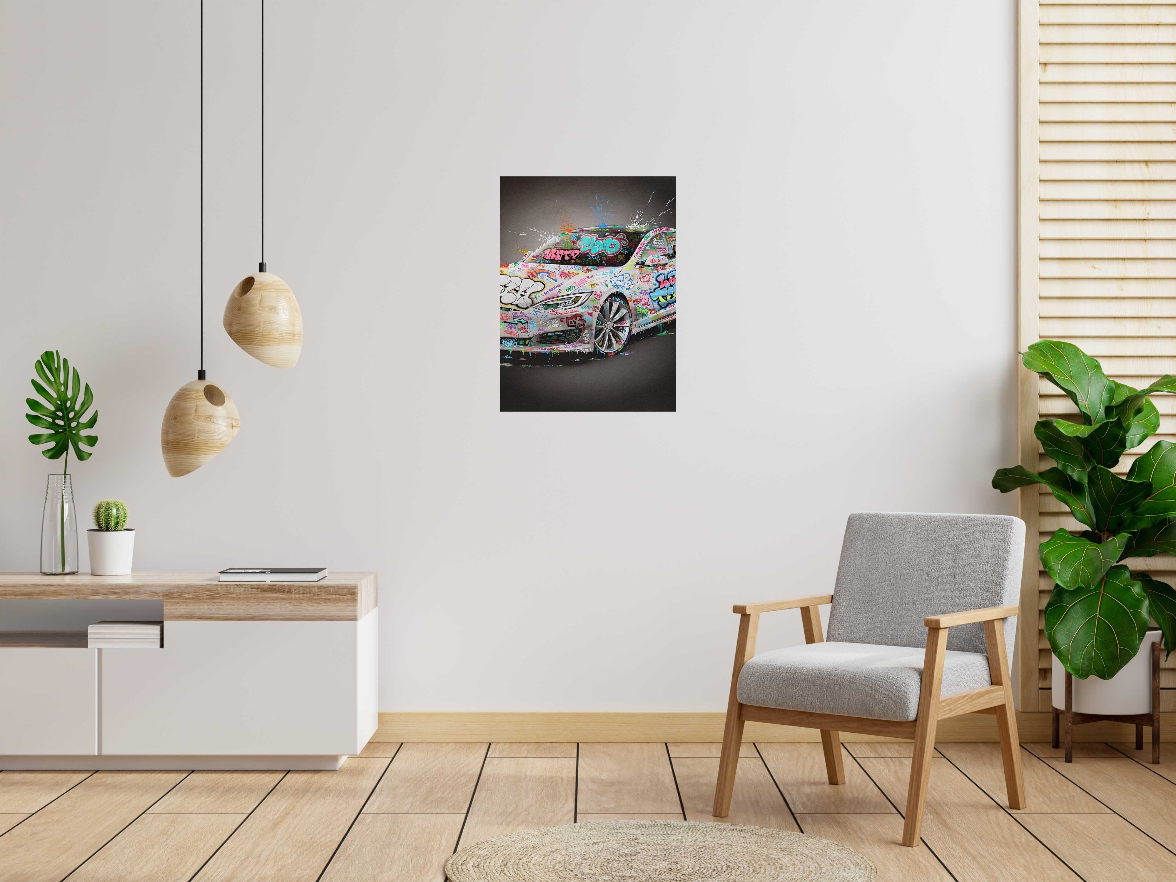 Tableau Tesla de BLACH dans un intérieur – 60 × 80 cm