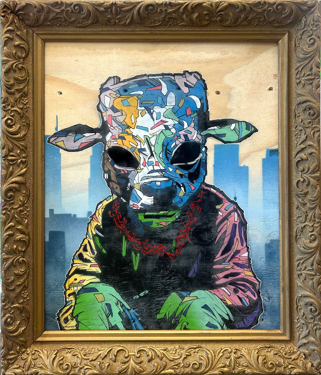 Tableau street art moyen format Un tiens veau mieux – Craig & Emer – 59 × 49 cm