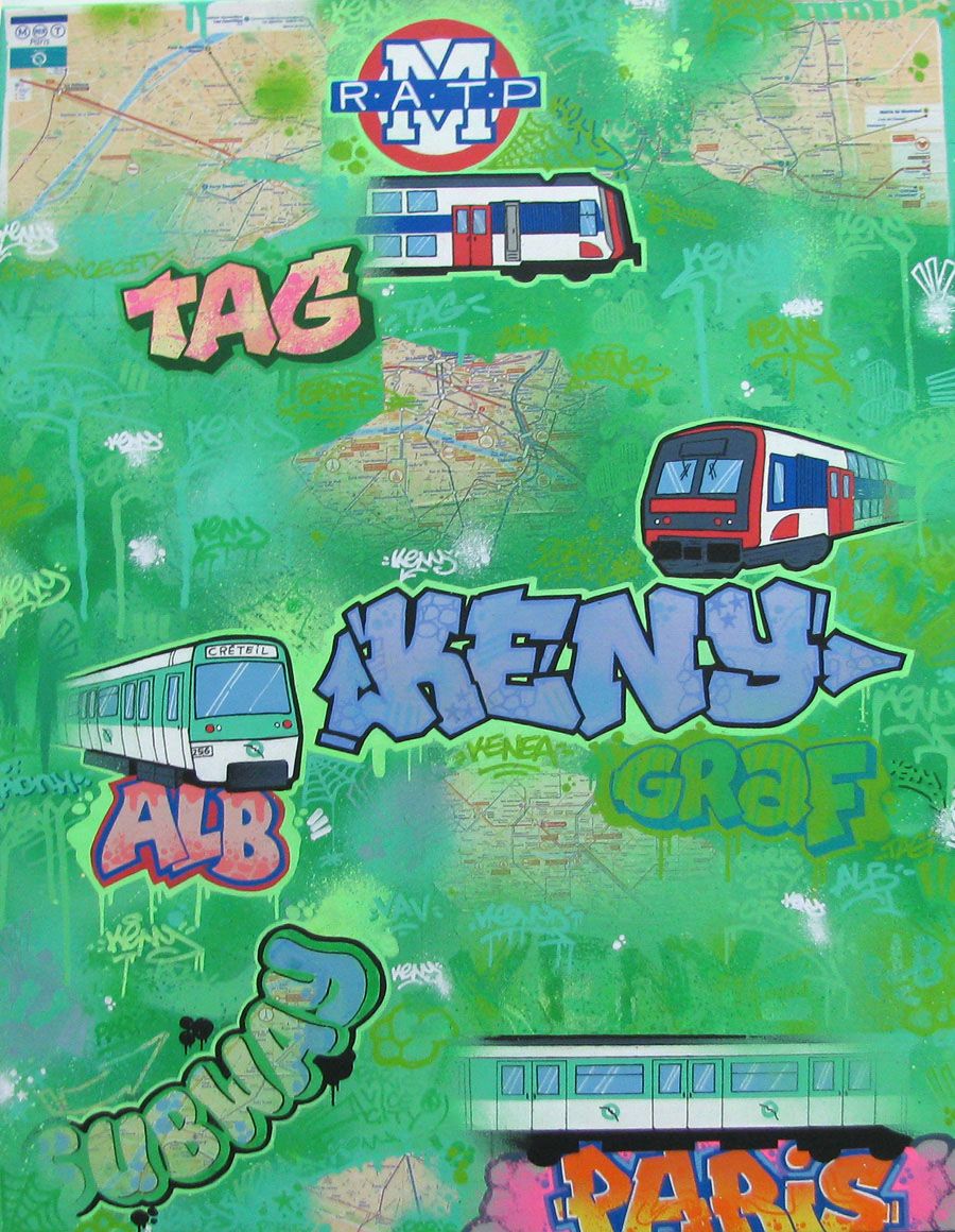 Tableau street art moyen format RATP PARIS – KENY – 81 × 60 cm