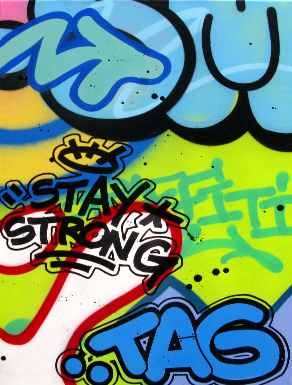 Tableau street art moyen format STAY STRONG – KENY – 92 × 65 cm