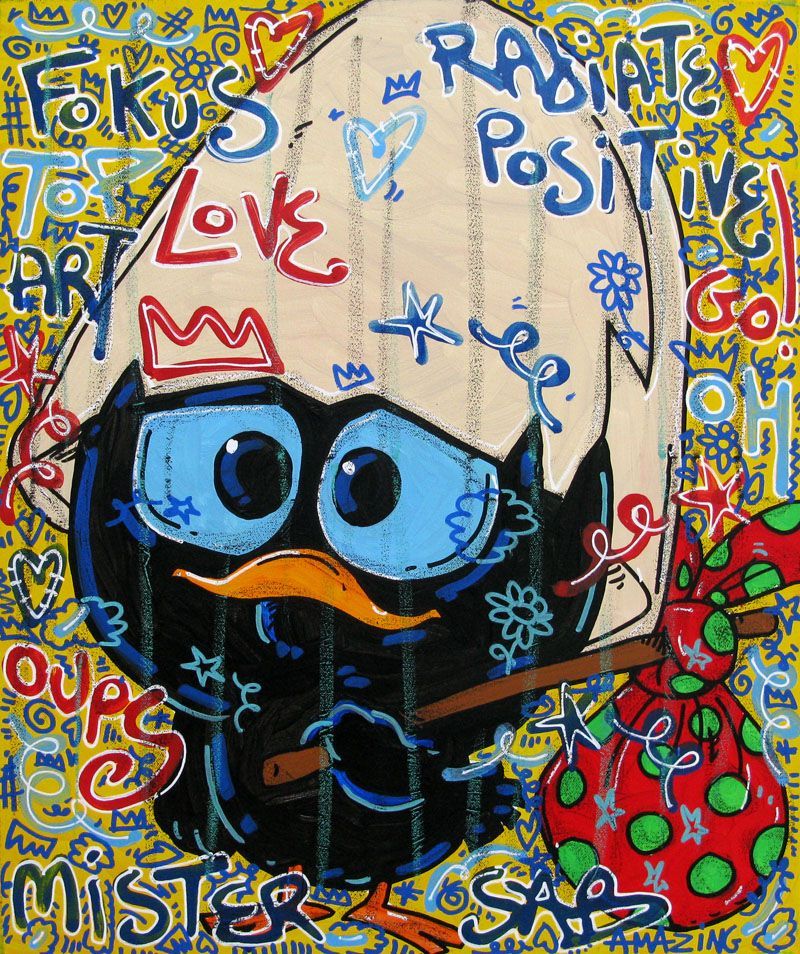 Tableau street art moyen format Oups – RICO SAB – 50 × 61 cm