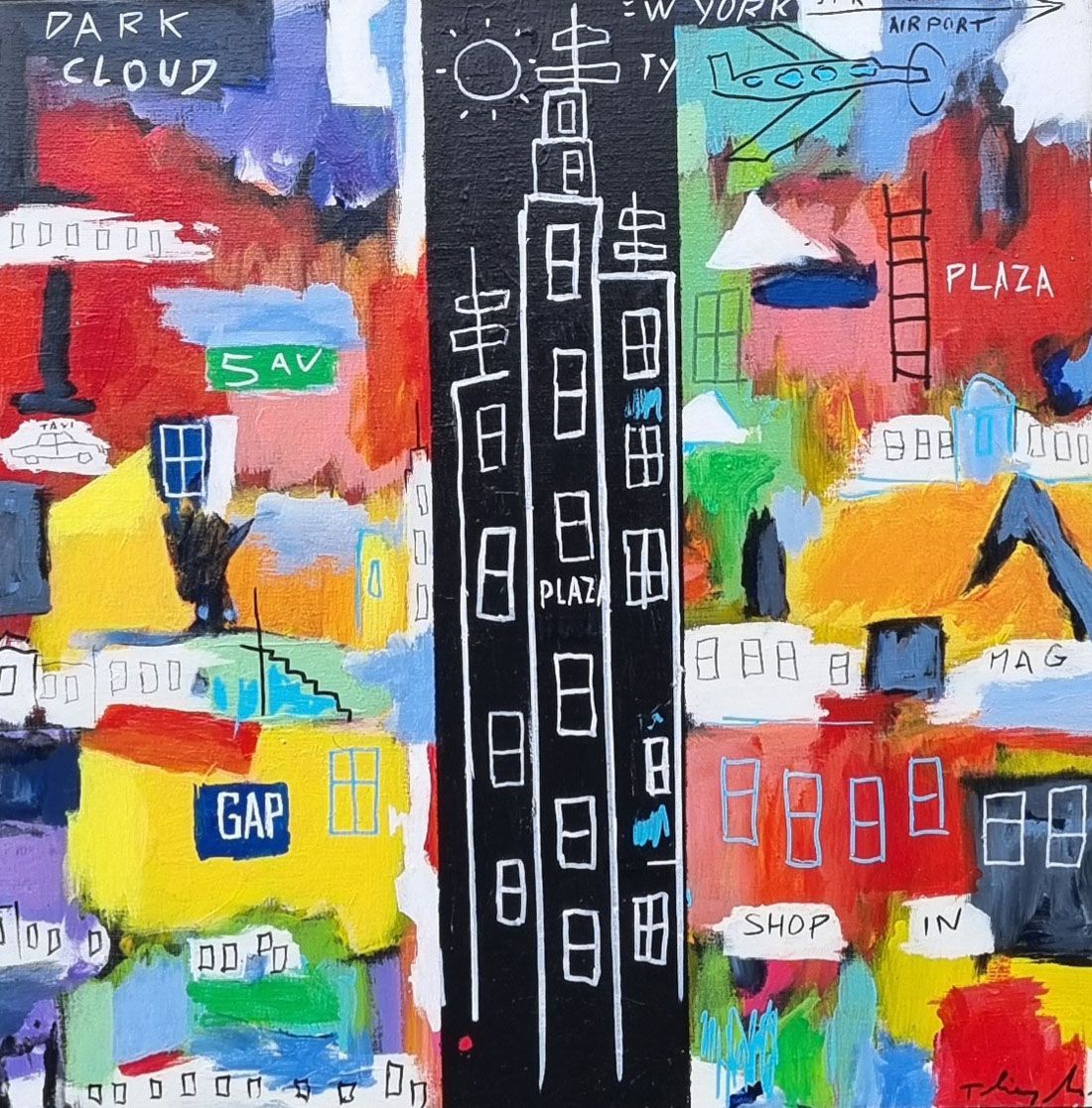 Tableau street art moyen format DARK CLOUD – THIERRY ROUXEL – 60 × 60 cm