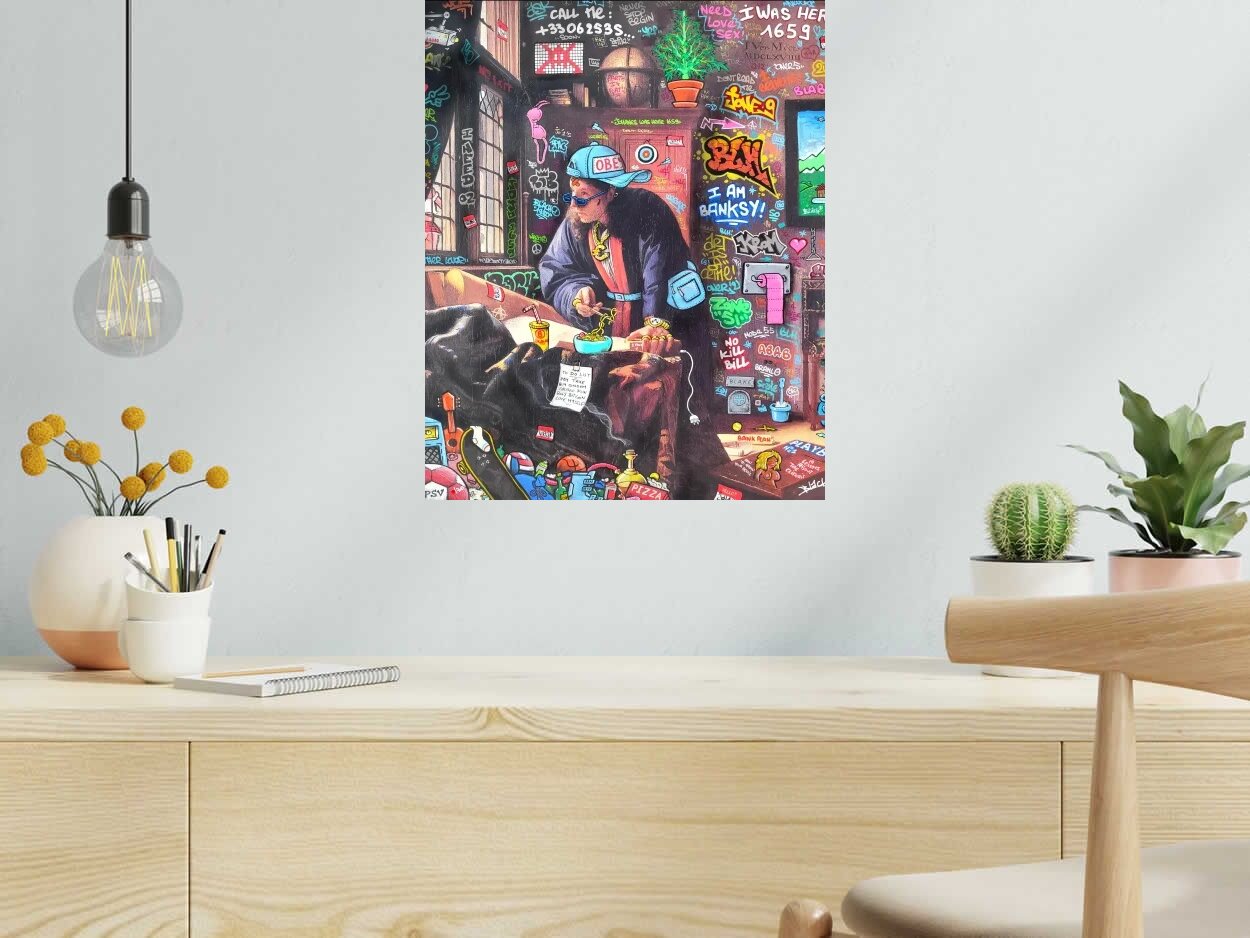 Tableau Vermeer GeoGraff de BLACH dans un intérieur – 40 × 50 cm
