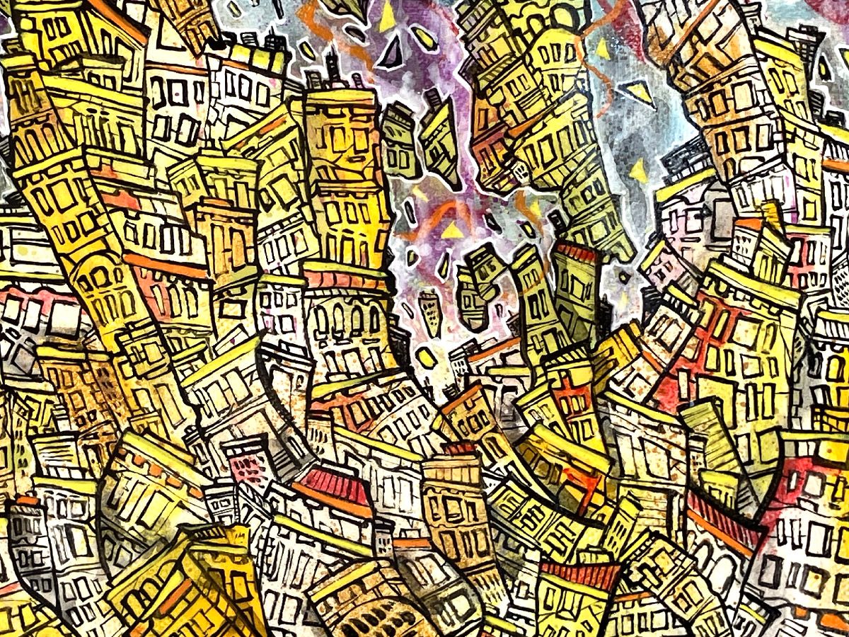 Tableau City town de EMER dans un intérieur – 23 × 35 cm