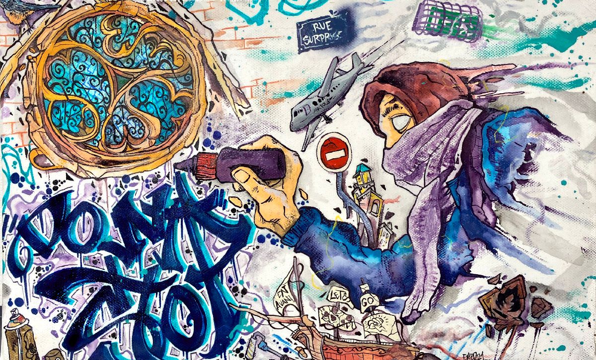 Tableau street art petit format L'ami P – EMER – 23 × 37 cm