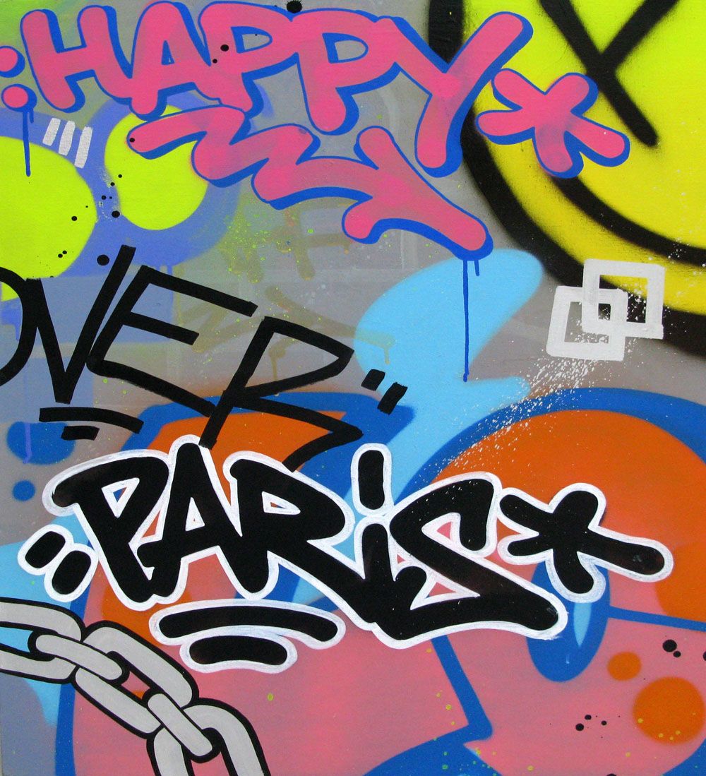 Tableau street art petit format HAPPY PARIS – KENY – 0 × 0 cm