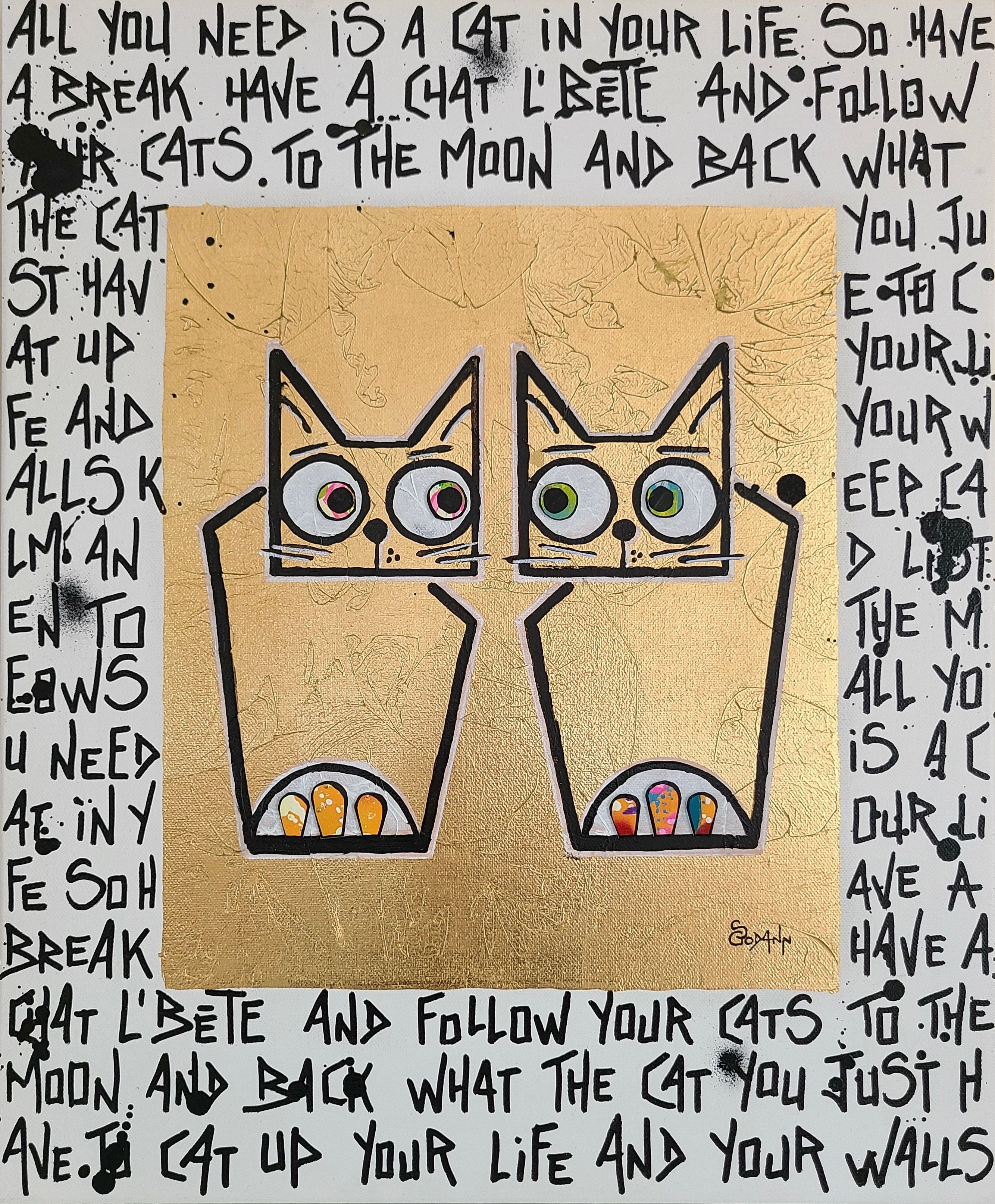 Tableau street art petit format Je t'aime. Moi aussi je t'aime – Stephanie Godann – 38 × 46 cm