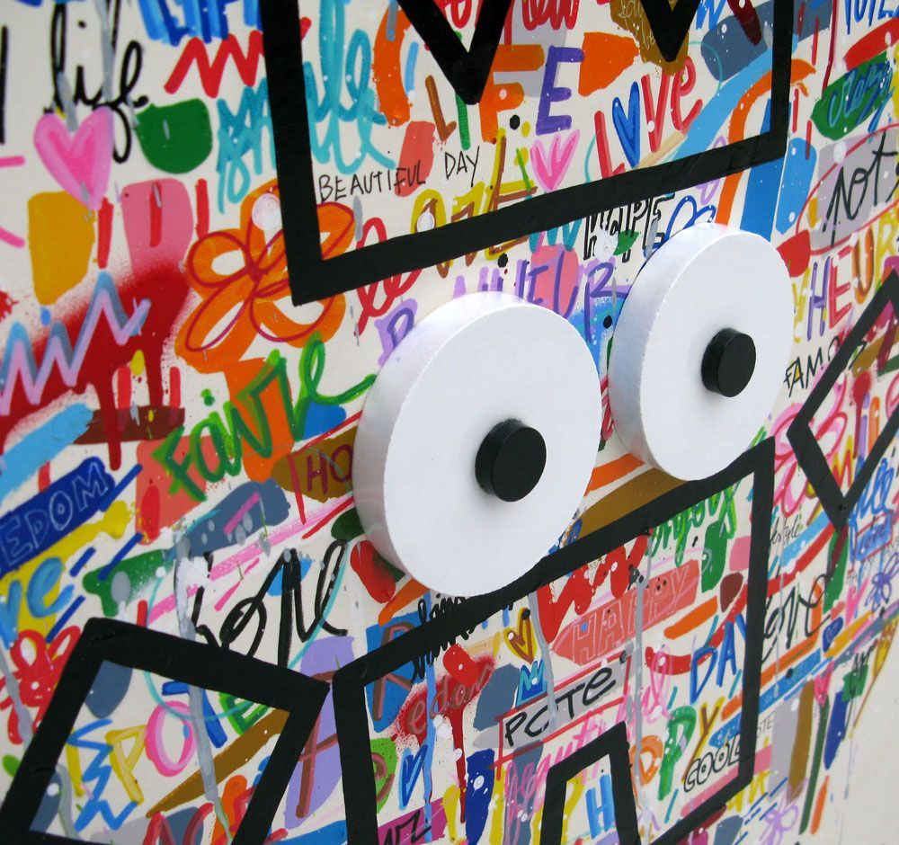Tableau de MAM a pour titre  Welcome Potes style graphique dim : MAMprix:850