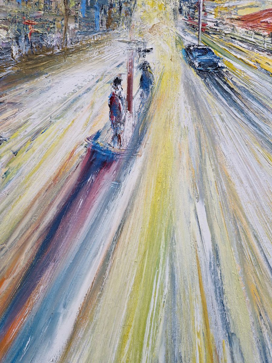 Tableau de PHIL a pour titre  La Rotonde, Paris style figuratif dim : PHILprix:550