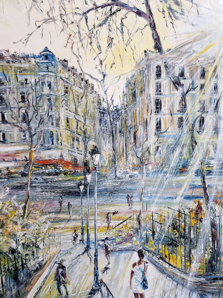 Tableau de PHIL a pour titre  Paris - Soirée à Montmartre style figuratif dim : PHILprix:850