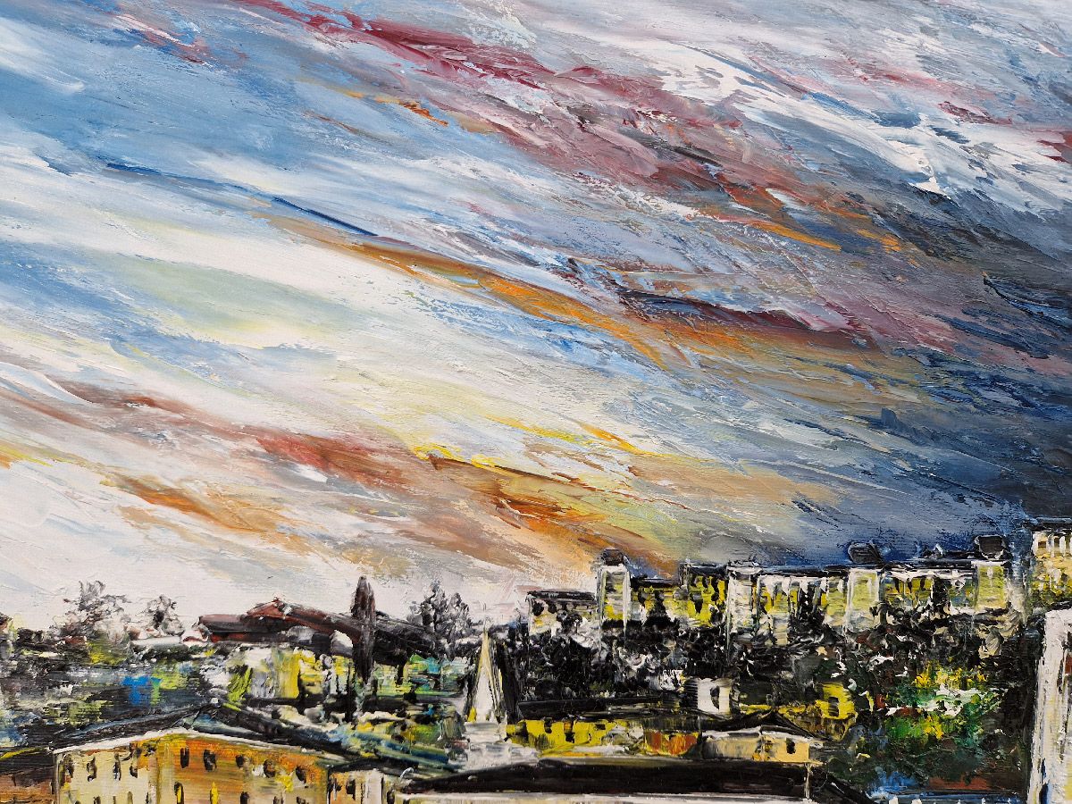 Tableau de PHIL a pour titre  Lumineux St-Jean - Lyon style figuratif dim : PHILprix:700