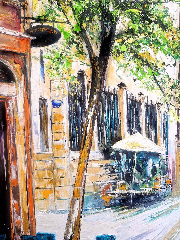 Tableau de PHIL a pour titre  St-Jean, Lyon en été style abstrait dim : PHILprix:550