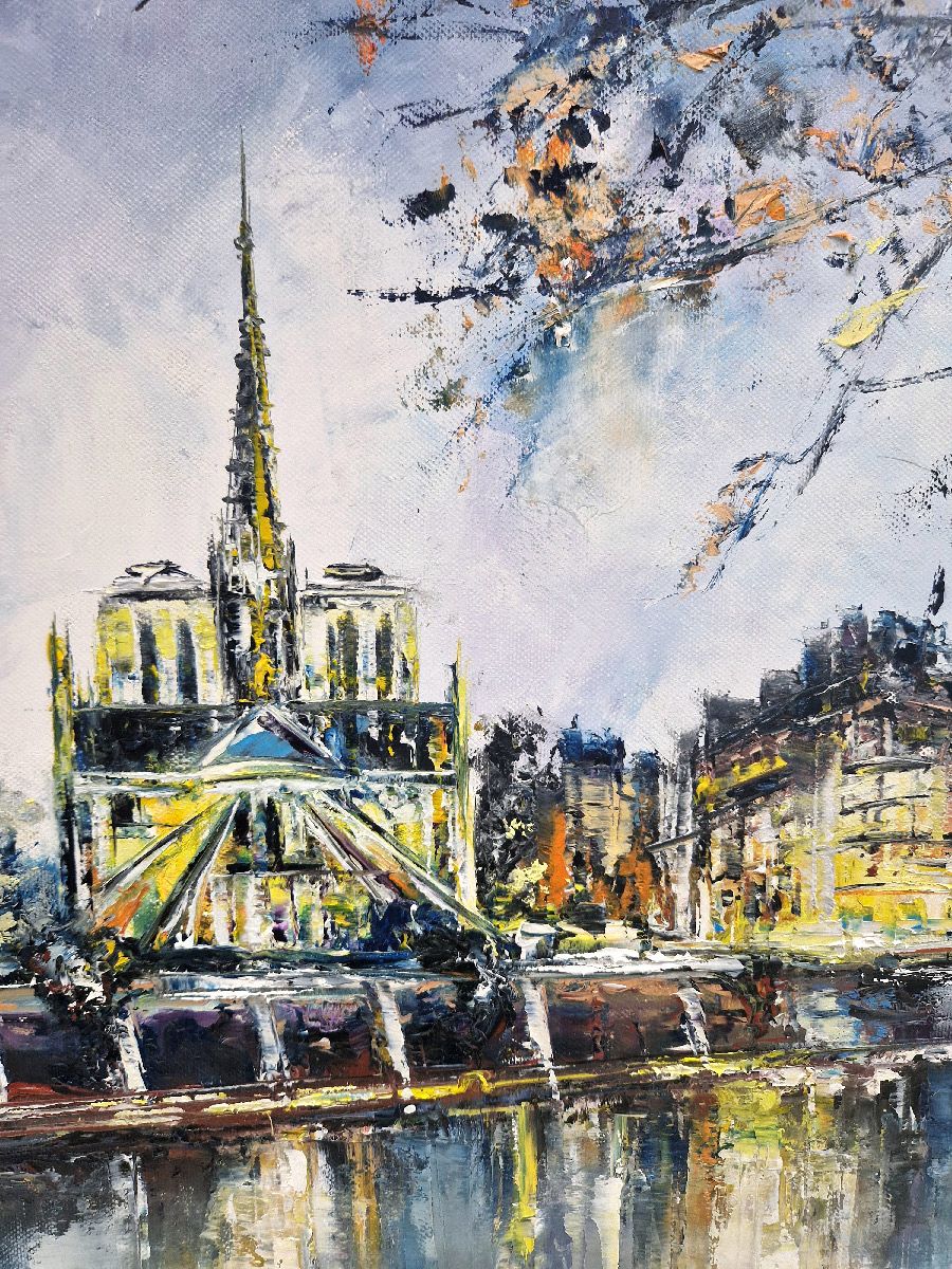 Tableau de PHIL a pour titre  Notre-Dame, Paris style figuratif dim : PHILprix:350