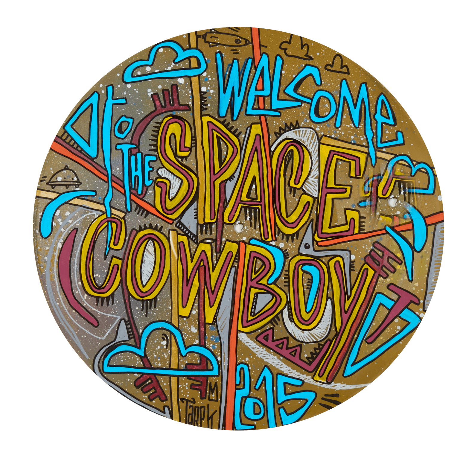 Sculpture de TAREK a pour titre  VINYL THE SPACE COWBOY style street pop art dim : TAREKprix:200