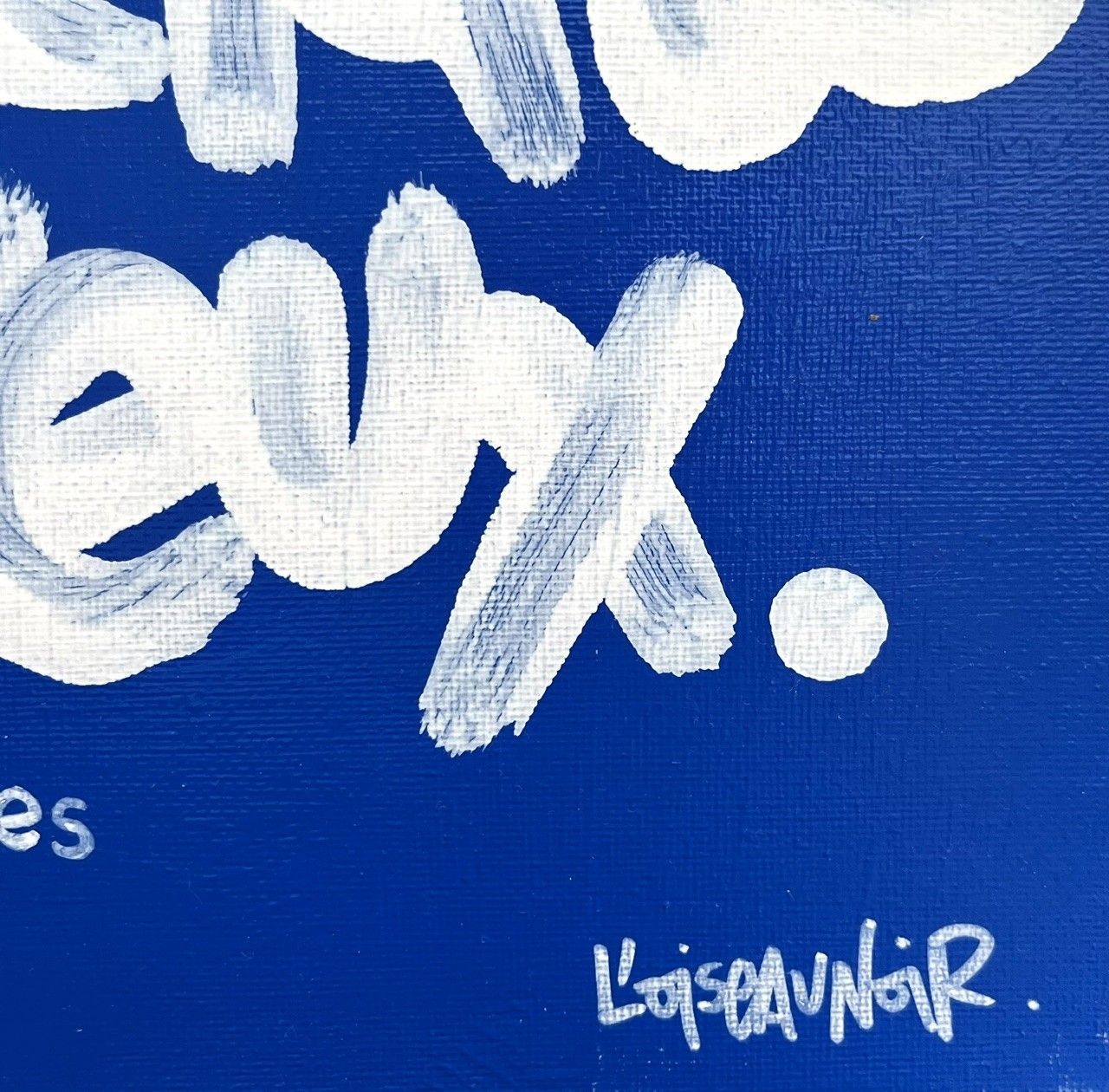 Tableau de L'OISEAU NOIR a pour titre  Tes yeux bleux style graphique dim : L'OISEAU NOIRprix:250