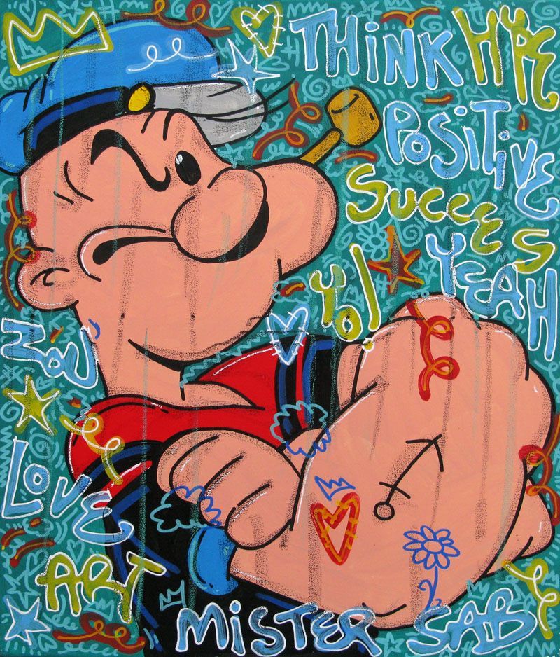 Tableau de RICO SAB a pour titre  Think Positive style street pop art, street art dim : RICO SABprix:290