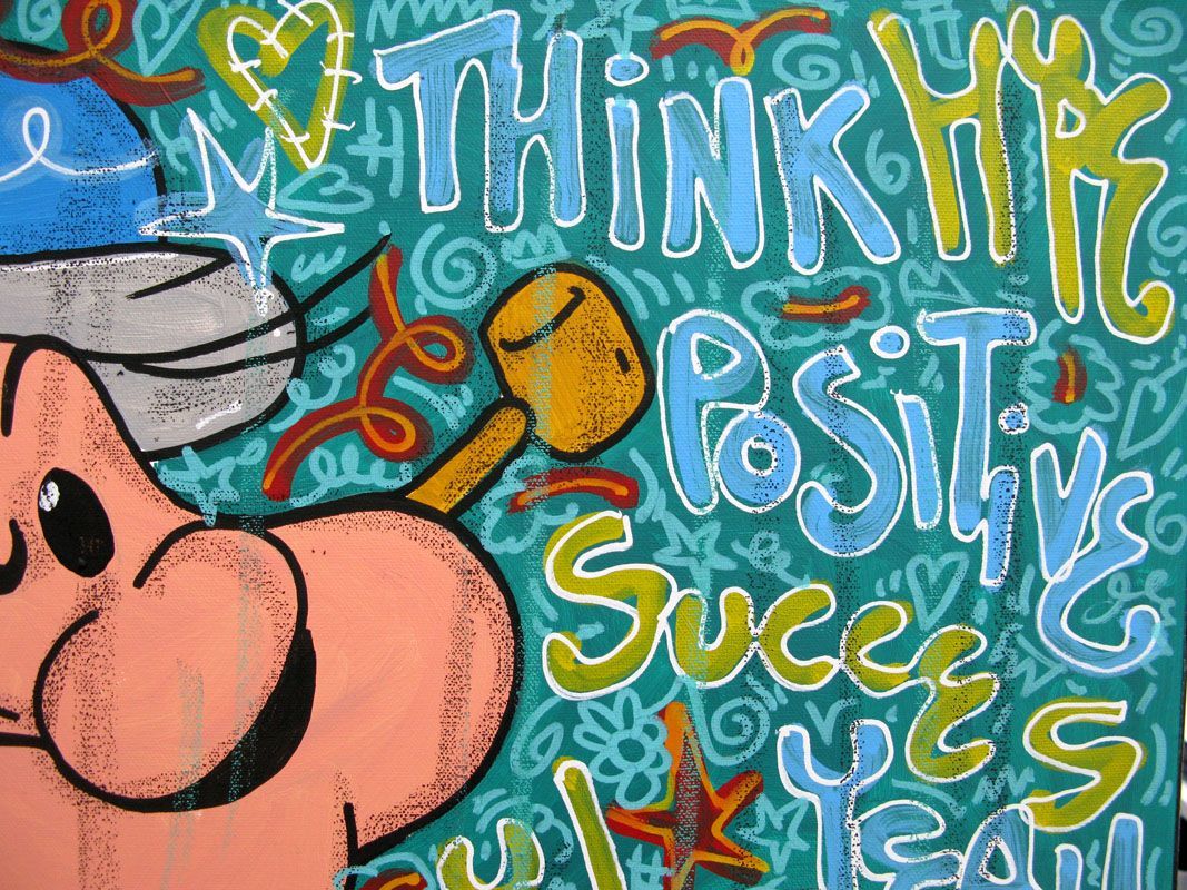Tableau de RICO SAB a pour titre  Think Positive style street pop art, street art dim : RICO SABprix:290