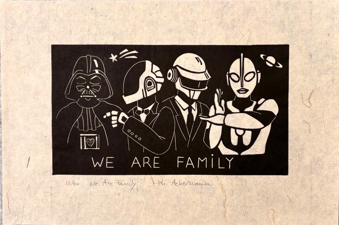 Editions d'art de PHILIPPE ACHERMANN a pour titre  We are family style figuratif dim : PHILIPPE ACHERMANNprix:60