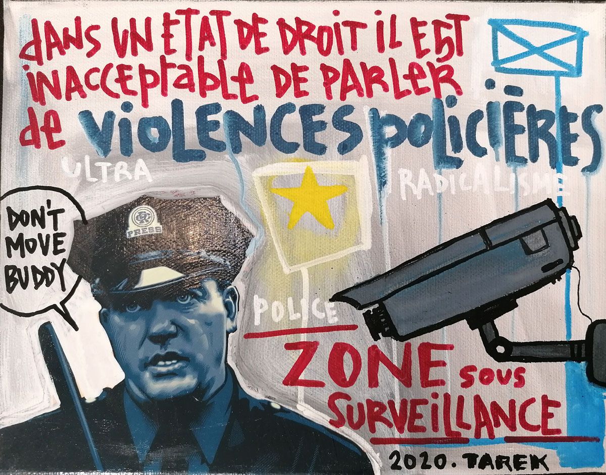 Tableau de TAREK a pour titre  SOUS SURVEILLANCE style graphique dim : TAREKprix:195