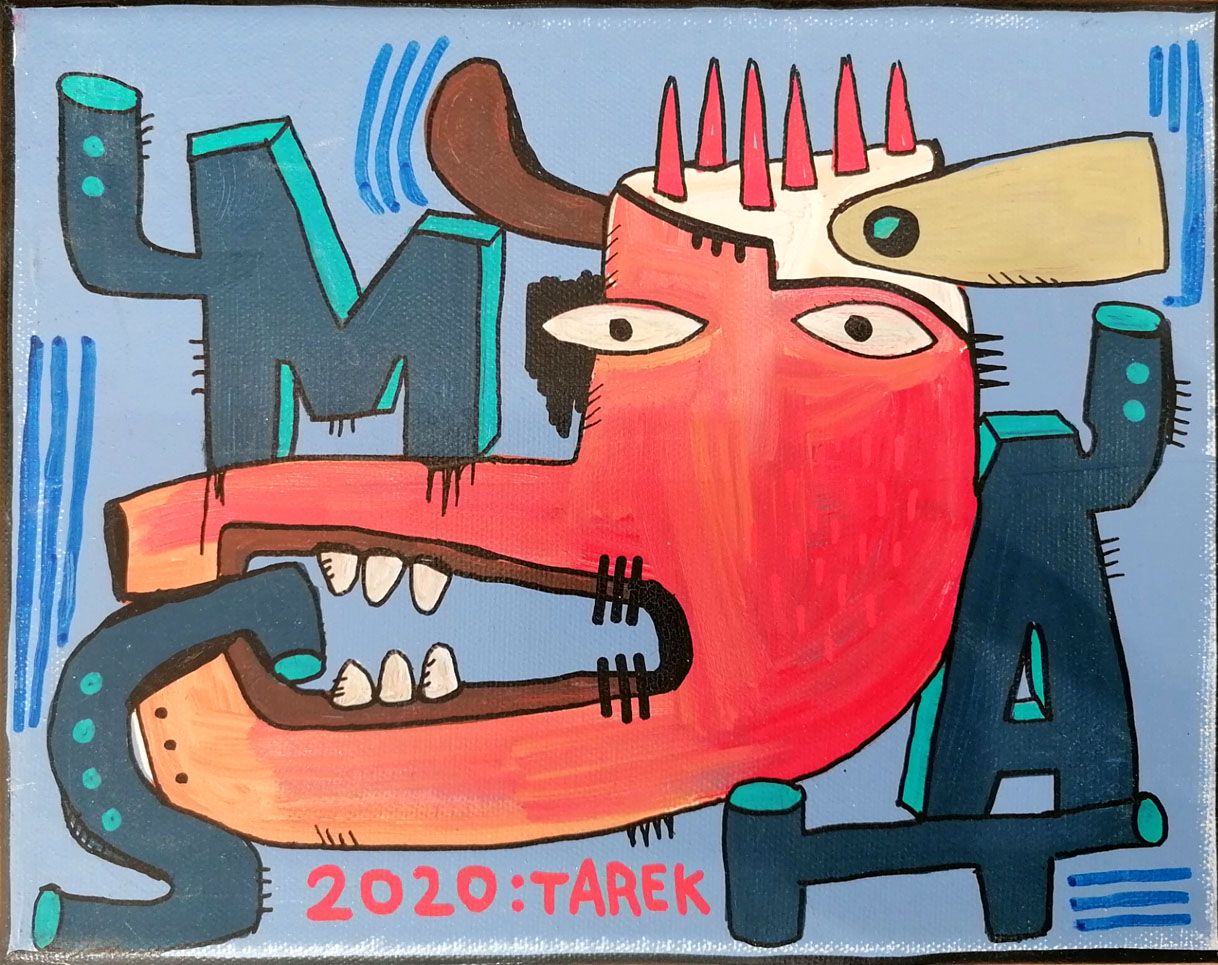Tableau de TAREK a pour titre  MASK ABSTRACT CHIEN style graphique dim : TAREKprix:85
