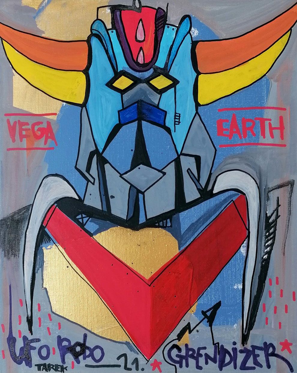 Tableau de TAREK a pour titre  UFO ROBO GRENDIZER style abstrait dim : TAREKprix:700