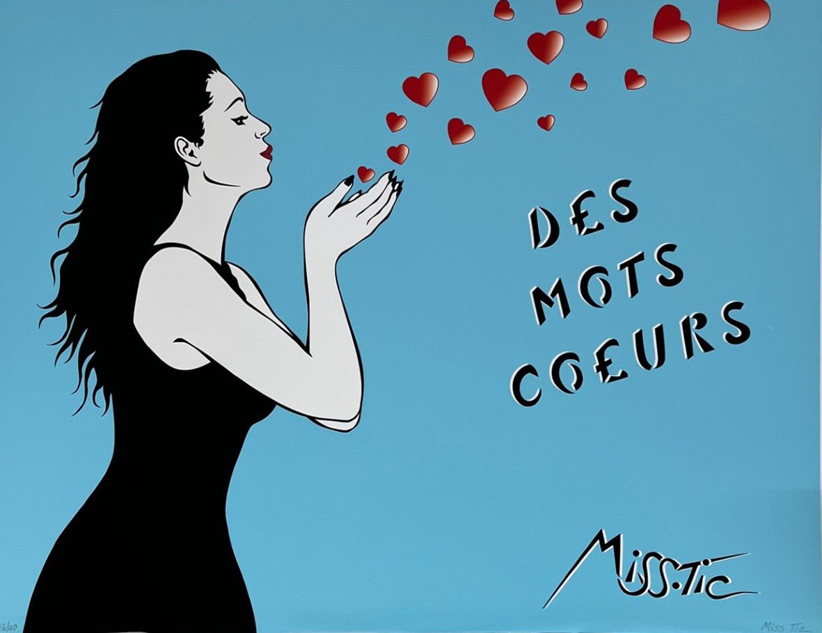Editions d'art de MISS TIC a pour titre  DES MOTS COEURS style street pop art dim : MISS TICprix:2500