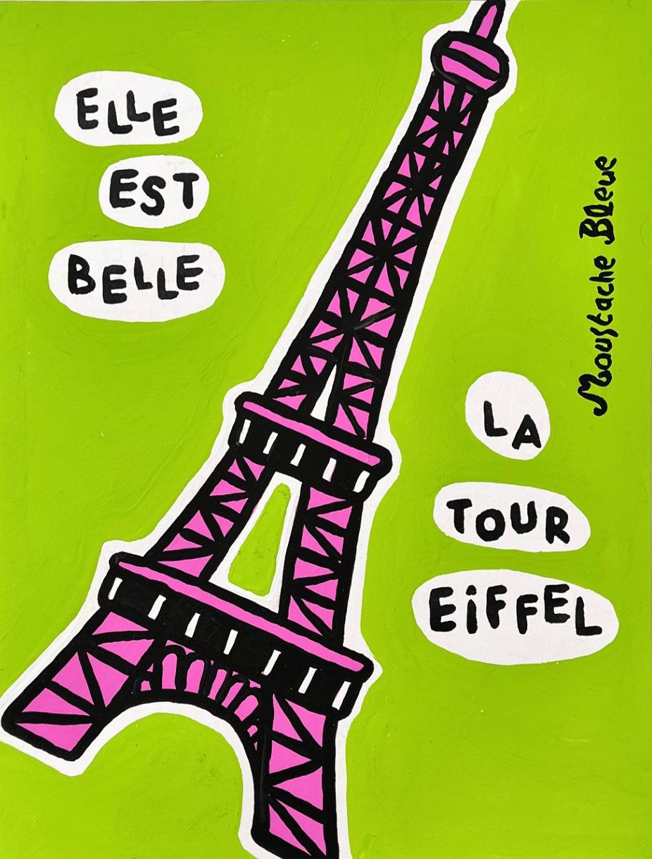 Dessin de MOUSTACHE BLEUE a pour titre  Elle est belle la tour eiffel style figuratif dim : MOUSTACHE BLEUEprix:45