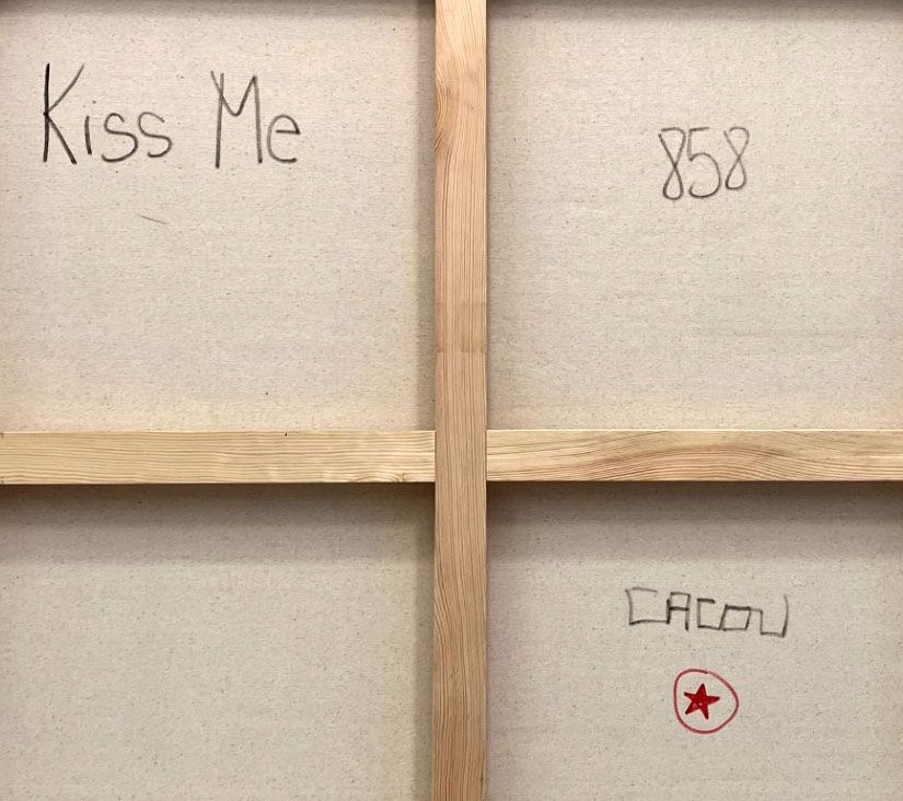 Tableau de CACOU a pour titre  KISS ME style graphique dim : CACOUprix:550